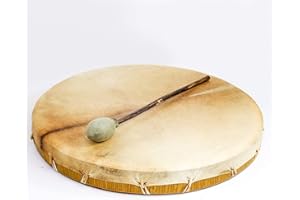 Terré Schamanentrommel Ø 50 cm Rahmentrommel - im MYSEVENDO Set - Mehrschicht-Holzrahmen Mahagoni (Legal Wood) Rund Ziegenhaut Shaman Drum Goat Skin inklusive Gratis-Schlägel