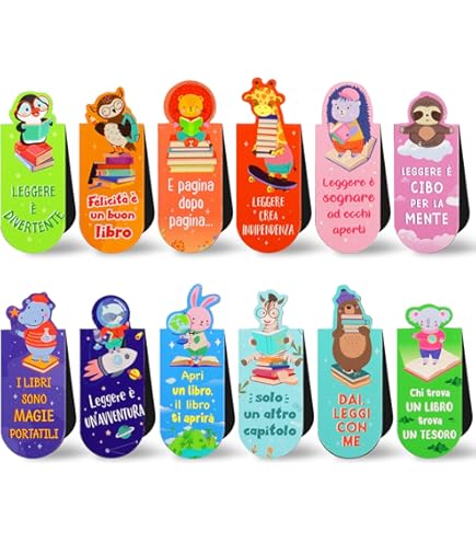 15 Segnalibri Magnetici Animali RISVOWO - Bifacciali, Colorati, Per Bambini E Lettura - Regalo Compleanno/Scuola - Foto 2