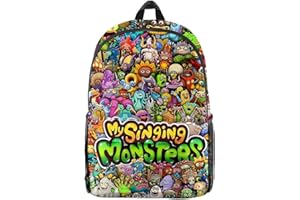 Jilijia My Singing Monsters Schoolbag Anime Game 3D Manga Graffiti Printing Cartoon Student Bookbag Backpack Daypack Gift for Students Teens