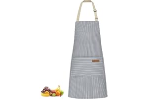 Luoqun88 Adjustable Black Bib Apron with 2 Pockets, Professional Cooking Kitchen Chef Women Men Aprons with Long Ties for Home Kitchen, Restaurant, Baking Gardening BBQ