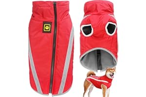 Dolahovy Chaqueta para Perros Impermeables Chaqueta Térmica de Invierno Chaleco para Perros Prueba de Viento Chaqueta con Agujeros de Tirantes para Pequeños Medianos Grande Perros (Rojo, 5XL)