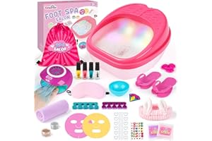 Dreamon Kids Foot Spa for Girls – Colour Changing Foot Spa Massager with Foot Bath, Nail Dryer, Face Mask & Massage Stones – 27PCS Pedicure & Manicure Spa Set –Relaxing Foot Spa Kids Toy Gift Age 6-12
