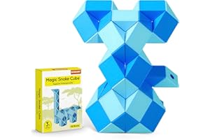 ECHOCUBE Magiczny wąż 48 bloków-BU, Magic Snake Ruler Twist Puzzle Party Favours Gifts, Educational Creative Snake Fidget Toys for Kids/Adults (Niebieski)