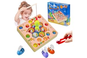 mauepersu Magnetische Angelspiel Ab 2 Jahre, Montessori Spielzeug 2 In 1 Baby Holzspielzeug Angelspiel, Fische Angeln Spiel 1 Set 2 3 4 Jahre Mädchen Junge Geschenke Für Kinder