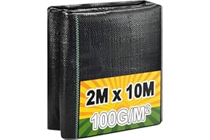 BoloShine Telo Pacciamatura 2mx10m Polipropilene Permeabile e Ombreggiante All'aperto Anti Durevole Erbacce Telo per Orto Giardini Cortili Paesaggistica (Nero)