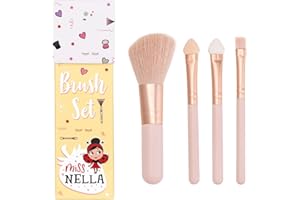 ‎MISS NELLA Miss Nella Make-up-Pinsel-Set für Kinder, 4 rosa Pinsel in Kindergröße, 2 Lidschatten-Applikatoren, Rouge-Pinsel, Mischpinsel, perfekt für kleine Hände