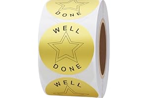 HYBSK Hylabelest 1.5 Inch Gold Round Well Done Reward Stickers Labels for Teachers Or Parents A Big Encouragement for Your Little Ones (Gold)