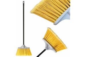 YORK Besen Draußen mit Stiel Sunny Garden 24 cm - Straßenbesen mit Stiel aus verstärktem Stahl - Strassenbesen Ideal für Harte Oberflächen, Blätter und Schnee fegen, Schwarz-gelb
