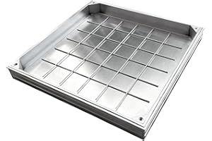 NATOTELA Recessed Manhole Cover and Frame Overall Size 500x500mm Invisible Aluminium alloy Inspection Chamber Cover Square Embedded Manhole Lid with Lifting Keys for Patios Garden School Courtyards