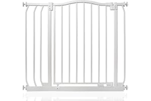 Bettacare Curved Top Dog Gate, 80cm - 89cm, Matt White, Pressure Fit Pet Gate for Dog and Puppy, Pet and Dog Barrier, Easy Installation