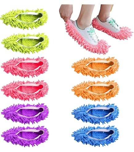 HERCHR 1pcs mop Pantofole Scarpe per la Pulizia del Pavimento, spolverino mop Pantofole Copriscarpe Lavabili in Microfibra Calzini per spazzare casa Ufficio Bagno Cucina(Verde