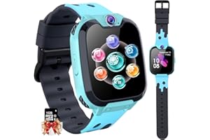 PTHTECHUS Kinder Smartwatch Telefon - Smartwatch Kinder Uhr Telefon Anruf Mit SOS Schrittzähler Videorecorder Taschenlampe MP3-Musik 7 Spiele Wecker, Geschenke für Mädchen von 6-10 Jahren, Blue