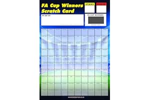 Totally Bonkers - Football FA Cup Fundraising Scratch Cards - 100 Square - A4 (297x210mm) -5 Pack - TB0071 - Blind Card