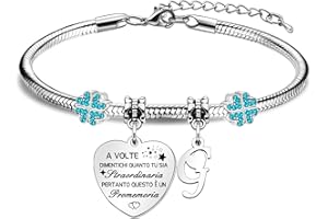 HEYEJET A Volte Dimentichi Quanto Tu Sia Straordinaria Regali per Donne Ragazze Braccialetto Pendente d'Argento con 26 Lettere, Idee Regalo per Compleanno Festa della Mamma Natale Regali di Amicizia