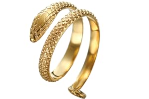 kkjoy Anello da Dito Avvolgente a Serpente per Donna Uomo in Acciaio Inossidabile Rocker Punk Gotico Vintage Regolabile Aperto Anelli da Dito per Cocktail Party Halloween