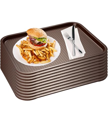APS Fast Food-Tablett Set – 10 Stück, Bruchsicher, Spülmaschinenfest, 53x32,5 Cm, Grau, Made In Germany