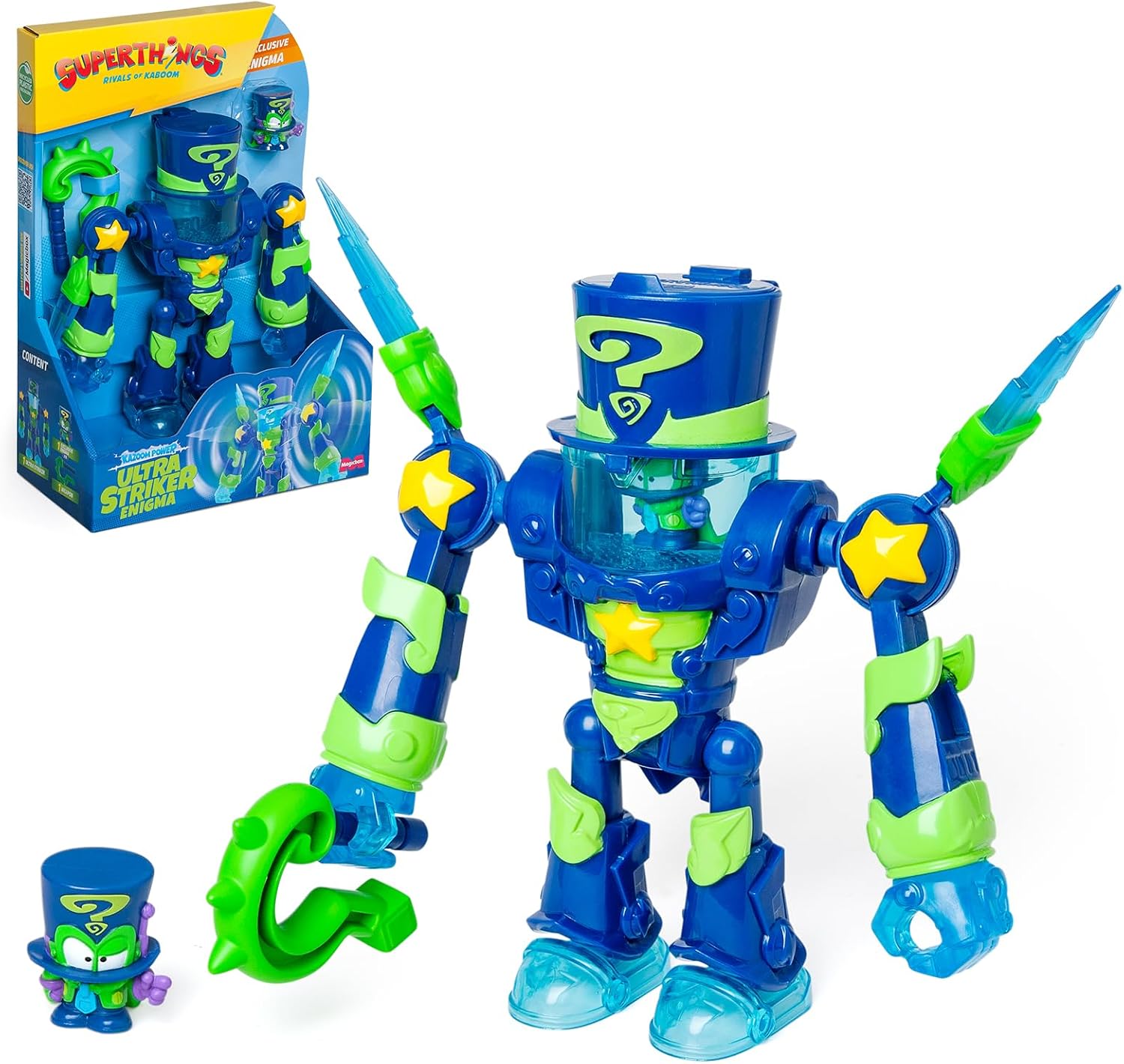 SUPERTHINGS – Ultra Striker Enigma. Robot Ultra Striker de Enigma de la Serie de TV “SuperThings Kazoom Power”. Contiene 1 Ultra Striker Robot, 1 Enigma Exclusivo, 1 Accesorio