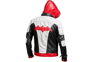 LP-FACON Jason Todd Arkham Knight Red Hood Cosplay Jacket White Faux Leather Super Hero Jacket