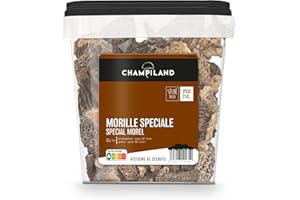 CHAMPILAND - Morille Séchée - Champignons Sauvages Sélectionnés - Triés à la Main dans le Sud-Ouest de la France - Saveur Exceptionnelle - Riche en Protéines (Morille Spéciale - 250 g)
