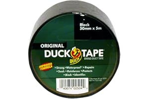 Duck Tape Original Ruban adhésif imperméable à haute résistance pour réparation de tissu, formule améliorée, noir, 50 mm x 5 m