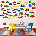 Zonon Builders Blocks Wall Sticker Bricks Wall Decal Peel and Stick Building Blocks Wall Decals 4 Colors Bricks Decals for Kids Baby Living Room Nursery Bedroom Classroom Decorations, 3 Sheets