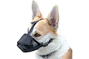 BHOULANDI Training Dog Mask, Soft Breathable Dog Muzzle to Prevent Biting Barking Eating, Pet Mouth Guard, Dog Mouth Cover with Adjustable Loop, Nylon Mesh Muzzle Guard for Small Medium Large Dogs (XS)