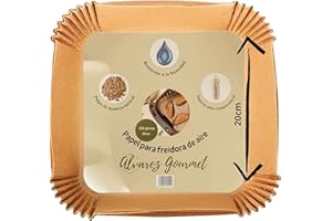ALVAREZ GOURMET Papel Freidora Aire - 100 Piezas 20-24 cm - Papel Para Freidora de Aire - Antiadherente, Desechable - Moldes Papel Freidora de Aire - Papel Freidora Aire 20 cm - Papel de Horno Freidora de Aire