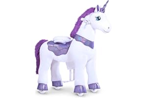 PonyCycle Essential Model E Ride On Unicorn Mechanical Walking Unicorn Toy with Brake (Purple/Size 4 for Age 4-7) Toddler Scooter Horse Riding - E413