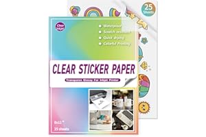 FGGNCBL Clear Printable Vinyl for Inkjet Printer [85% Clear] - 25 Sheets A4 Clear Sticker Paper, Transparent and Water Repellent Sticker Paper for Cricut, Self Adhesive Sticker, DIY Stickers, Products Labels
