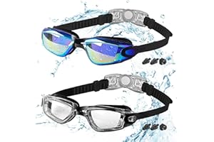 COOLOO Kids Swimming Goggles, 2 Packs Crystal Clear Swim Goggles for Kids, Children, Boys, Girls, and Teens Age 3-16, Anti-Fog, Waterproof, No Leaking