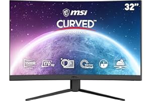 MSI G32CQ4 E2 31.5 inch WQHD Curved Gaming Monitor - 1500R 2560 x 1440 VA Panel, 170Hz / 1ms, Adaptive Sync, DP 1.2a, HDMI 2.0b CEC