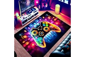 PEIHUODAN Gaming Teppich Für Kinderzimmer Junge Coole 3D Visual Neon Light Style Anime Graffiti Muster Gaming-Zimmer Dekoration Geeignet E-Sport Zimmer Gaming Zimmer Für Teppich Jungen（Blue,100x120cm