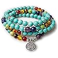108 Turquoise Mala Beads Bracelet Prayer Beads for Man Meditation Beads Necklace Authentic Gemstone Beads Jewelry for Women Mother's Day Necklace Mommy Gifts