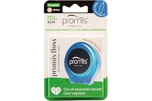 Promis Floss - Filo Interdentale Espandibile Cerato, Adattamento Interdentale Delicato, Testato Clinicamente, Oli Essenziali, Senza Fluoro, 100% Vegano, Riciclato (ocean blue)