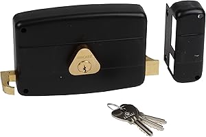 Bricard 1843 Serrure en applique horizontale tirage 2 entrées Cylindre 5 Goupilles droite, Noir