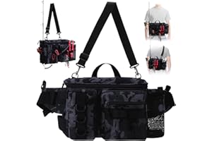 Auniq Fishing Tackle Bag, Large Fishing Carryall Bag Waterproof Carp Fishing Tackle Storage Bag Multi-Pocket Fishing Bag Holdall with Shoulder Strap, Fishing Waist Bag for Saltwater Freshwater Fishing