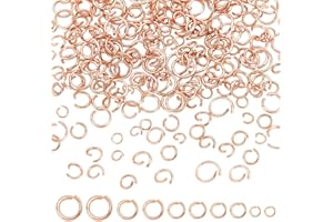 UNICRAFTALE 250pcs 5 tamaños Anillos de Salto Abiertos Anillos de Salto de Oro Rosa de 3/4/4.5/5/6 mm Conectores de Anillo Redondo de Acero Inoxidable para la Fabricación de Joyería de Cota de Malla