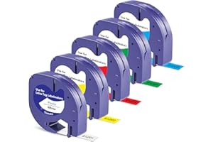 BOYEEZON for DYMO LetraTag Refills Labels Maker Tape Plastic 91201 91202 91203 91204 91205 12mmx4m 5PK