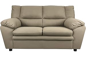 Totò Piccinni Divano Similpelle effetto Nabuk Imbottito con Braccioli (Tortora, 2 Posti)