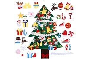 jutyum Filz Weihnachtsbaum 37 Stück Filz Weihnachtsbaum 110cm DIY Weihnachtsbaum Set mit LED Filz Deko Weihnachtsbaum Hängendes Dekor Filzbaum Weihnachten Dekoration für Home Tür Wand Hängend Dekor