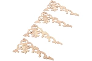 MUXSAM 4pcs 20 * 10cm(Links) Europäische Art Holz Skulptur Corner Flourish Application Dekoration für Möbel Wand Tür