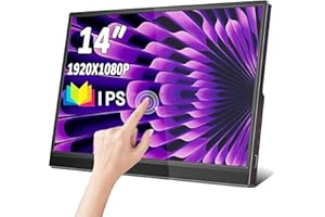 Tragbarer Monitor Touchscreen 14 Zoll FHD 1080P IPS, 10-Punkt-Touch, mit Typ C HDMI-Anschluss und Lautsprecher, versteckter LCD-Display-Stand, zweiter externer Monitor für Laptop Desktop-Telefon