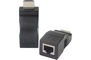 GINTOOYUN Przedłużacz HDMI, przedłużacz kabla sieciowego HDMI na RJ45, wzmacniacz na Cat 5e / 6, 1080p, przedłużacz do 30 m, w zestawie nadajnik i odbiornik do HDTV PS4 STB DVD 4K 2K (czarny)