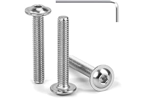 Tunejoy Vis à Tête Bombée avec Bride M4 x 25 mm Vis à Six Pans Creux en Acier Inoxydable A2 V2A Boulons à Tête Hexagonale avec Clé Allen Filetage Complet 30 Pièces