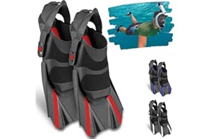 Khroom Aletas de esnórquel Ajustables Cortas con Bolsillo para Colgar Tallas 36 – 47, Aletas Cortas para Nadar Adultos, Mujeres y Hombres, Aletas de Buceo, Entrenamiento de natación