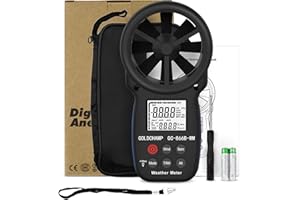 GOLDCHAMP Wind Speed Anemometer, Handheld Wind Velocity Meter Gauge, Max/Min Digital Speedometer, CFM Air Flow Measurement, Wind Chill, Altitude, Barometer, Temperature ℃/℉, HVAC Test Tools with LCD Backlight