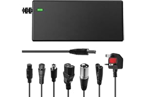 AIVANE 42V 2A M365 Electric Scooter Charger for 36V Li-Ion Battery with 6 Connectors DC5.5 x2.1/DC5.5 x2.5/8mm 3 Prong /12mm 3 Prong /8mm RCA/3-Pin Male XLR for Mobility Wheelchair, Bike, Mobilityscooter