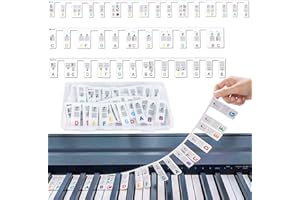 KUFAERBEAM Removable Piano Keyboard Note Labels, Washable Beginners Piano Notes Overlay Strips, 88-Key Full Size Silicone Piano Notes Guide Labels, Reusable Key Music Notes Letter Label
