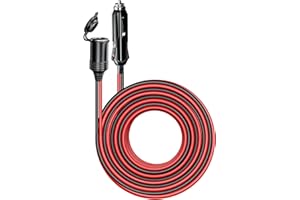 IRZAKI 26FT 12V-24V Car Cigarette Lighter Extension Cord Heavy Duty 15A Fuse Extension Cable Plug to Socket for Air Compressor Pump 16AWG Male to Female Socket