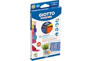 GIOTTO Decor Wax, Ceras Rectangulares Multisuperficie, Forma Rectangular, 4x2cm, Colores Surtidos, 12 unidades
